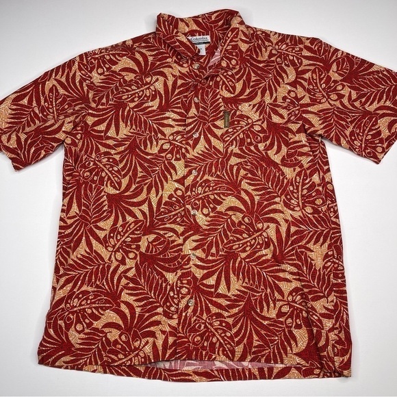 Columbia Hawaiian Shirt Button Red Beach Vacation Tropical Summer Outdoor Golf - Picture 1 of 14